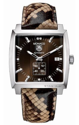 TAG Heuer - WW2116.FC6217  Monaco Automatic Stainless Steel / Brown - Diamond / Python