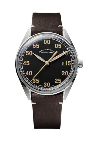 Elka Watch Co. - X01-0801  X-Series Stainless Steel / Black / Leather